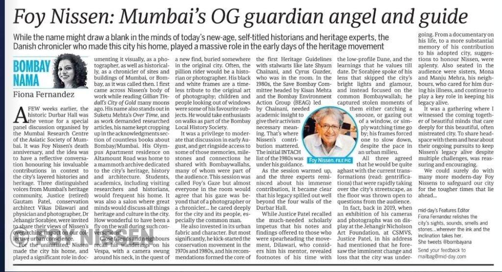 Article in Bombay Nama by Fiona Fernandez